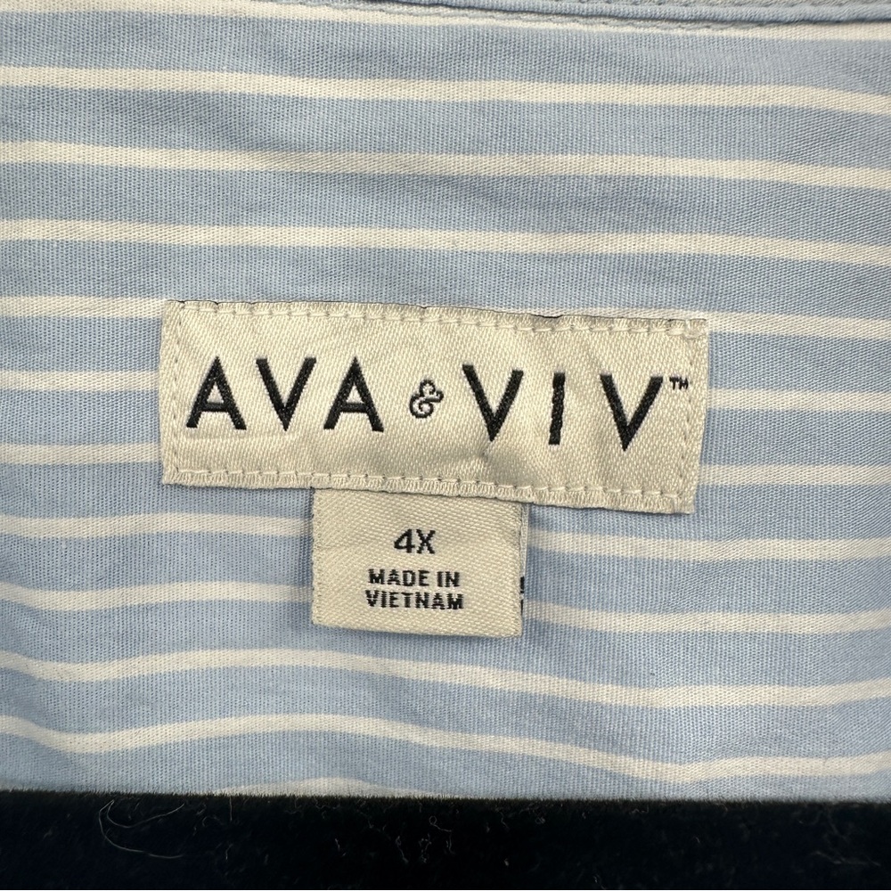 Ava & Viv Light Blue Striped Button Up Shirt Top Womens Plus Size 4X‎ Stretch - Picture 5 of 9